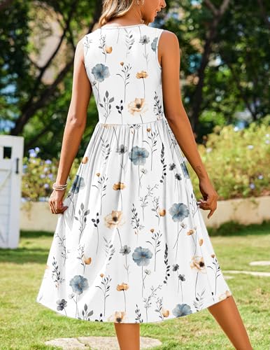 Image of Zeagoo Women's Summer Tank Midi Dress with Pockets Floral Sleeveless A-Line Casual Loose T-Shirt Dresses Beach Sundress 2026