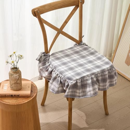 Cojín de asiento de algodón francés con lazos para sillas de cocina y comedor 2