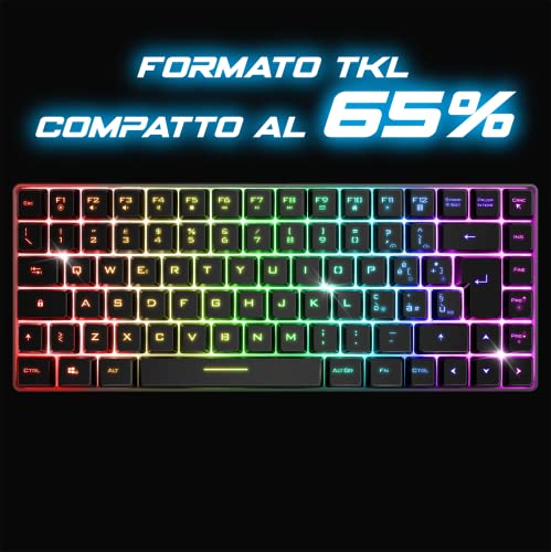 Spirit Of Gamer | Tastiera Gaming Wireless Bluetooth RGB | Layout Italiano QWERTY | Mini Keyboard Compatta TKL 65% | Tasti Semi-Meccanica Con 25 Anti-Ghosting | Compatibile Con PC, Telefono e Tablet – Image 4