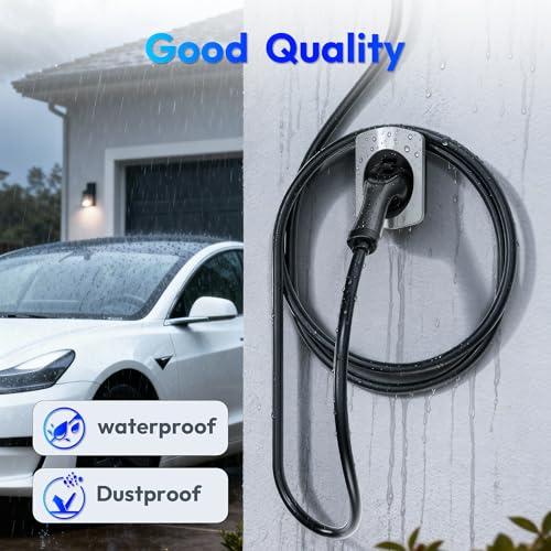 Tera EV Ladegerät Halter für Typ-2 Ladegerät aus robustem Material Elektroauto Wandhalterung Stecker Ladekabel Halter Organizer für alle Wetterbedingungen Elektrofahrzeug Ladestation Zubehör Weiß