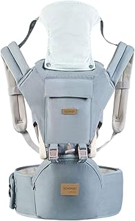 3 in 1 Ergonomic 360° Soft Baby Carrier, Baby Sling Comfortable Adjustable Positions, Fits All Newborn Toddler,HipSeat Infant Carrier, All Seasons,Perfect for Hiking Shopping Travelling