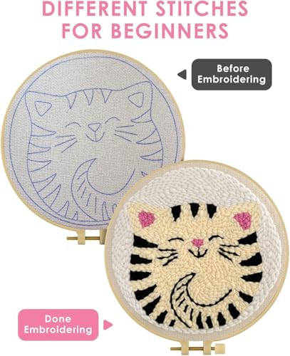 Image of TCDZMYGS Punch Needle Kit for Beginners Adults-Cute Cat,with Video Tutorial