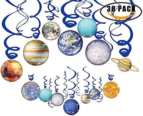 Solar System Hanging Swirl Decorations,Planets/Outer Space Party Supplies Decor Party Stremers Kids Birthday Decorations Ceiling Ornaments(30 PCS)