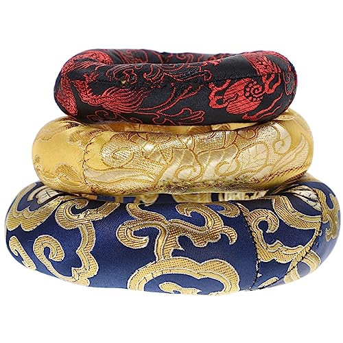 Hoement 3個シンギングボウル クッション チベット式 サウンドボウル用マット 瞑想用ゴングクッション 耐久性生地 軽量 持ち運び便利 仏壇用座団としても使用可能