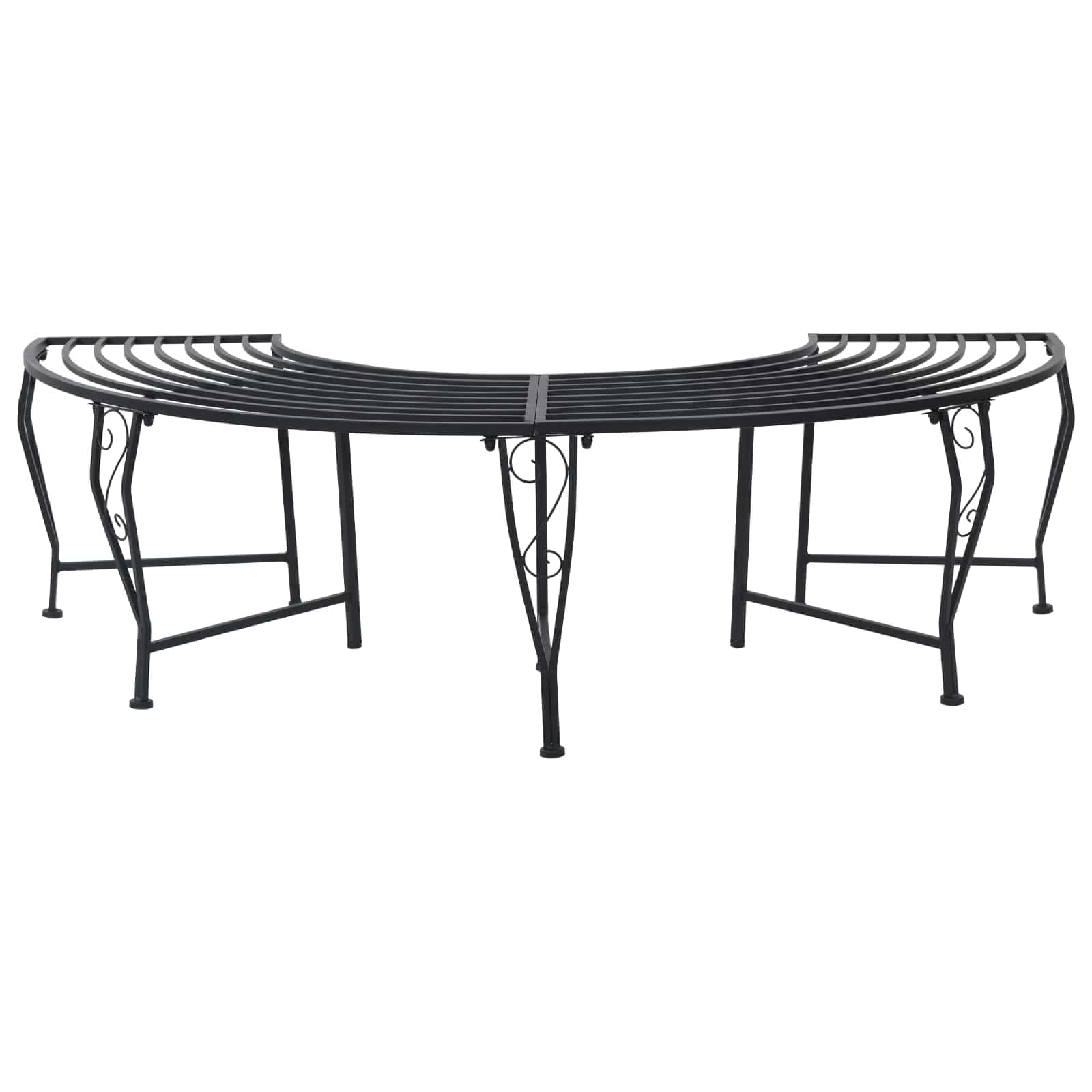 vidaXL Tree Bench 4-Seater 160 x 80 x 44 cm Steel Black Half-round