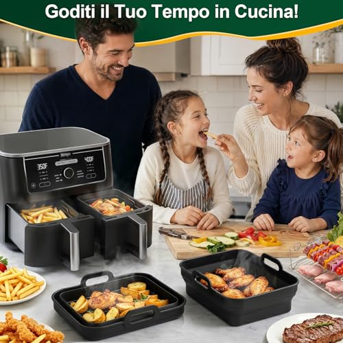 Składana silikonowa forma do frytkownicy Ninja Foodi Max Dual Zone 9,5 l AF400EU Airfryer, akcesoria do frytkownicy na gorące powietrze do Ninja Double Stack XL SL400EU, nieprzywierająca forma do