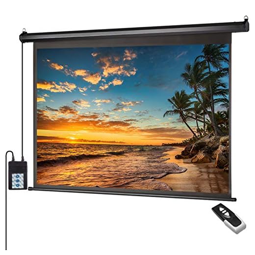 Motorized Projector Screen 100 inch 16:9 HD Diagonal Indoor and Outdoor Movie Screen with Remote Control for Family Home Office Theater, Black