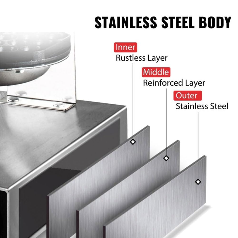Máquina Hacer gofres de Burbujas de 1400 W, máquina para Hacer gofres de Huevo con Temperatura Ajustable de 50-250 ℃ y Temporizador, Panel de Pantalla Digital Inteligente, para Restaurante