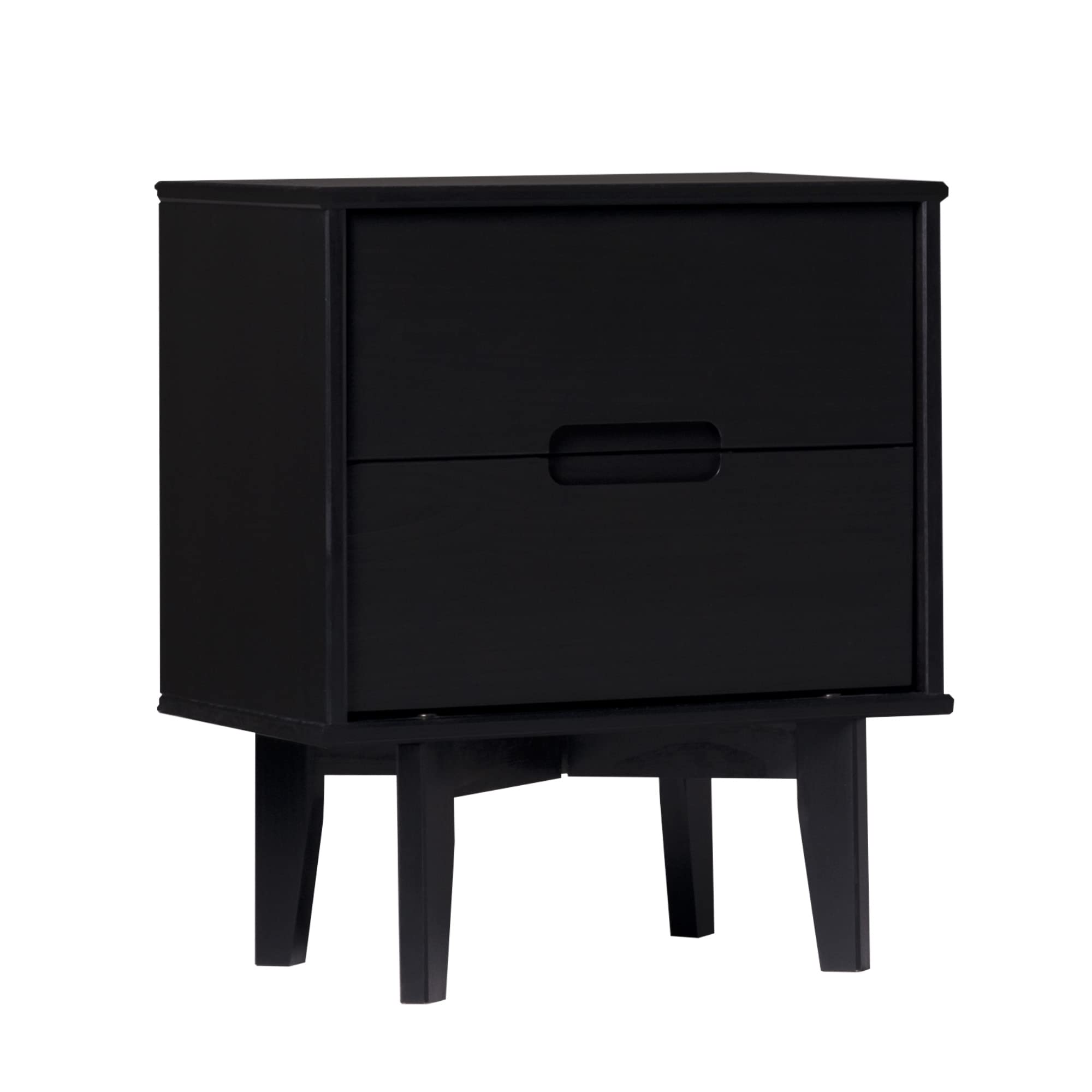 Walker Edison Brynn Modern Solid Wood 2-Drawer Nightstand, 24 Inch, Black