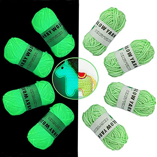 4 Rolls Glow In The Dark Yarn, Knitting Luminous Yarn 55Yd, Sewing Suppliers Crocheting Diy Crafts Yarn, Party Holiday Accessories Scrubby Yarn (Optional Green) #TOP5