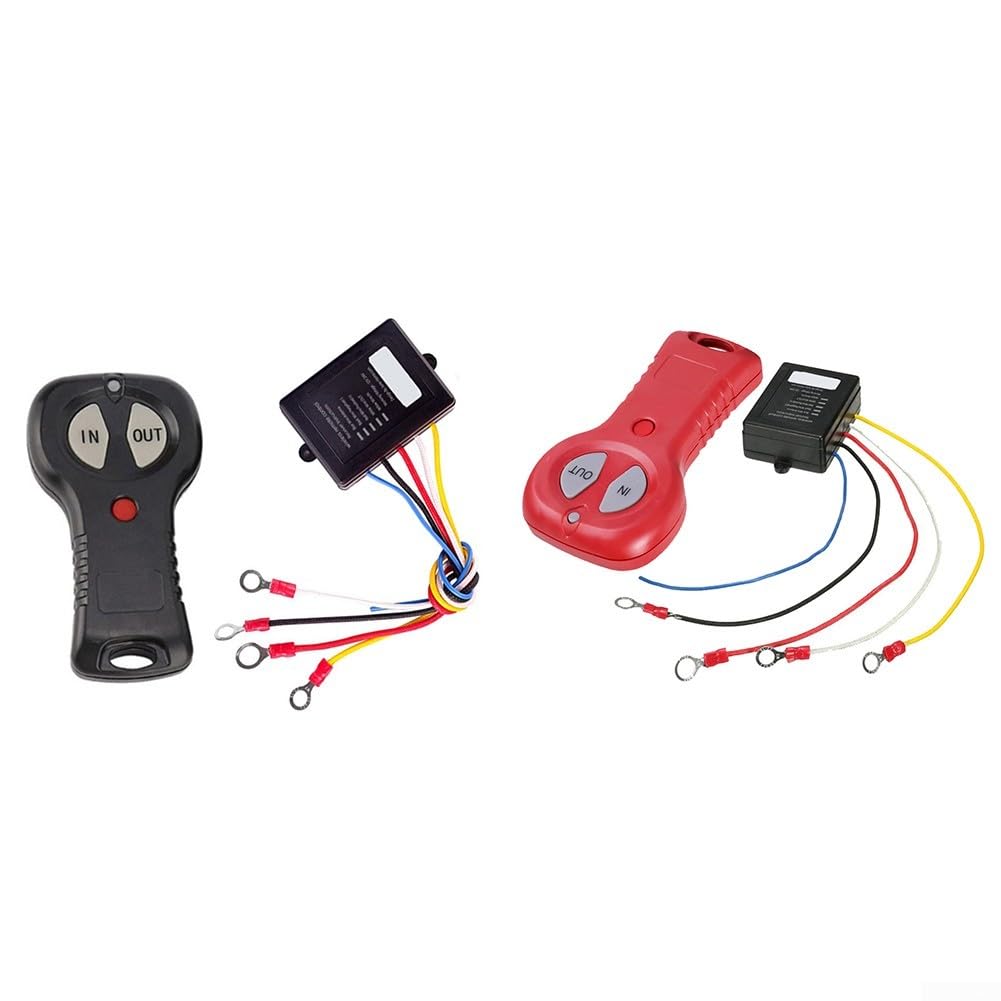 Kit di telecomando wireless per verricelli magnetici su veicoli 4x4, ATV, SUV, rimorchi e ascensori, 12 V 24 V, portata 15 m, interruttore on/off e indicatore LED (doppio) nero