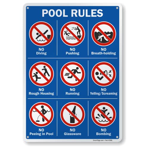 Cartel metálico SmartSign 14 x 10 pulgadas para piscina miniatura 1