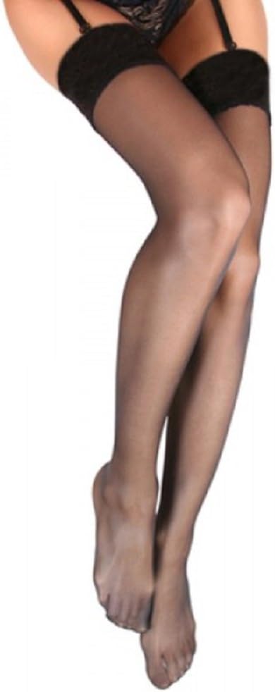 Ladies Premium Quality 10 Denier Ultra Sheer Black Stockings Nylons