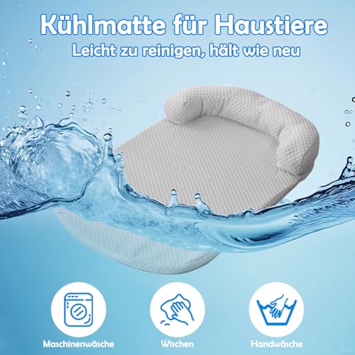 AZVFLY Kühlmatte Hund Selbstkühlende Hundematte Kühldecke: Schlafplätze & Möbel für Hunde Waschbar Hund Kältematte für Drinnen, Draußen und Auto (65 * 50CM-Grau)