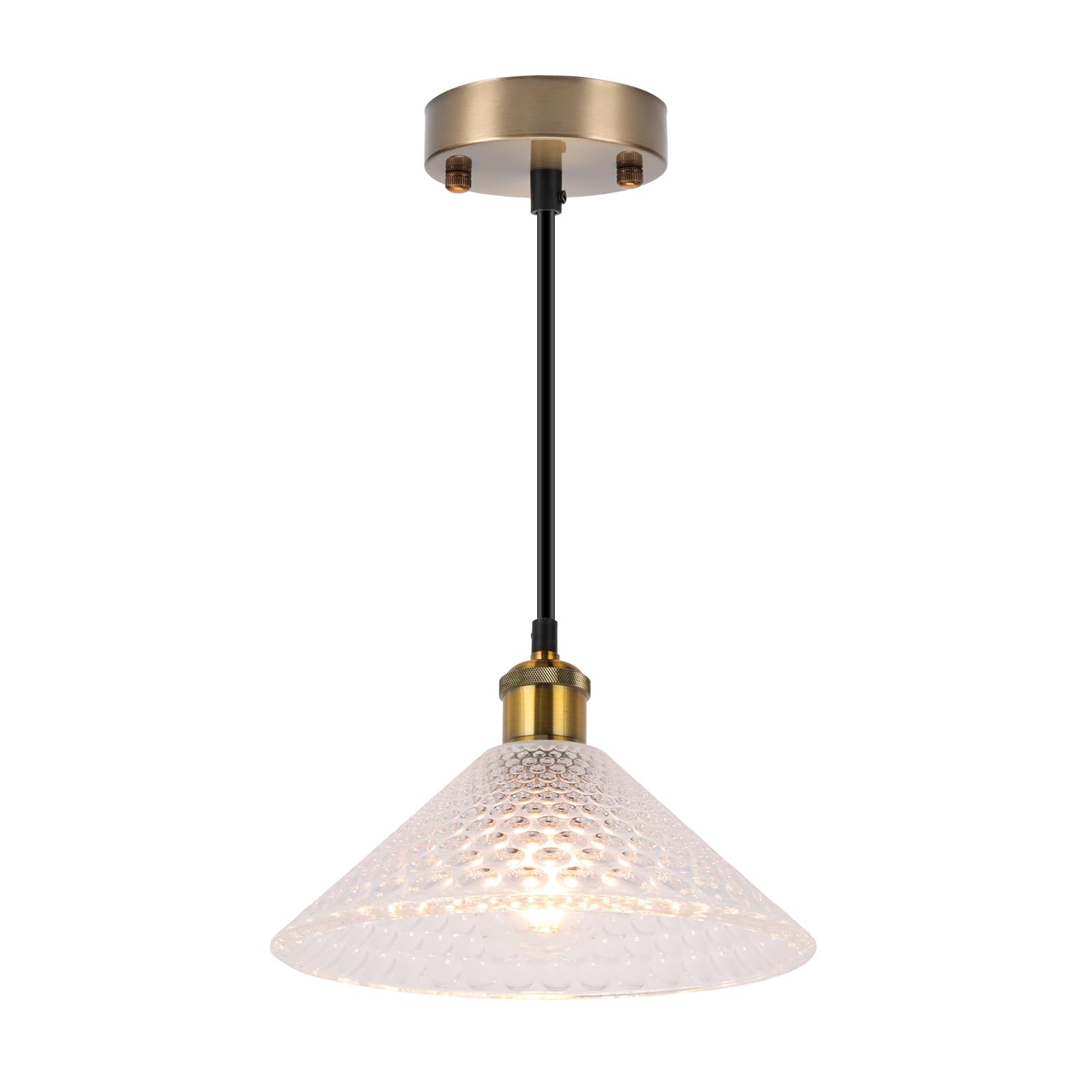 LYMSXAZOU Vintage Industrial Glass Pendant Light Fixture - Adjustable Height E27 Chandelier with Shade for Retro Kitchen Dining Room & Living Lighting