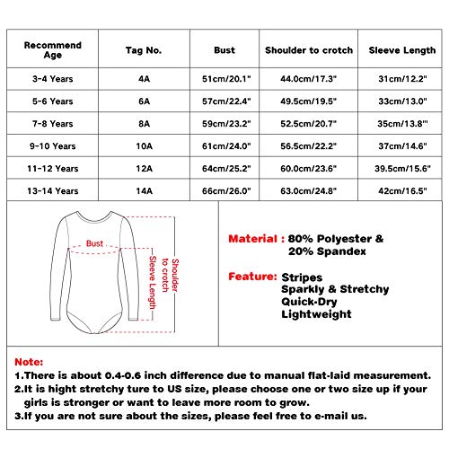XFGIRLS Body da ginnastica per ragazze a maniche