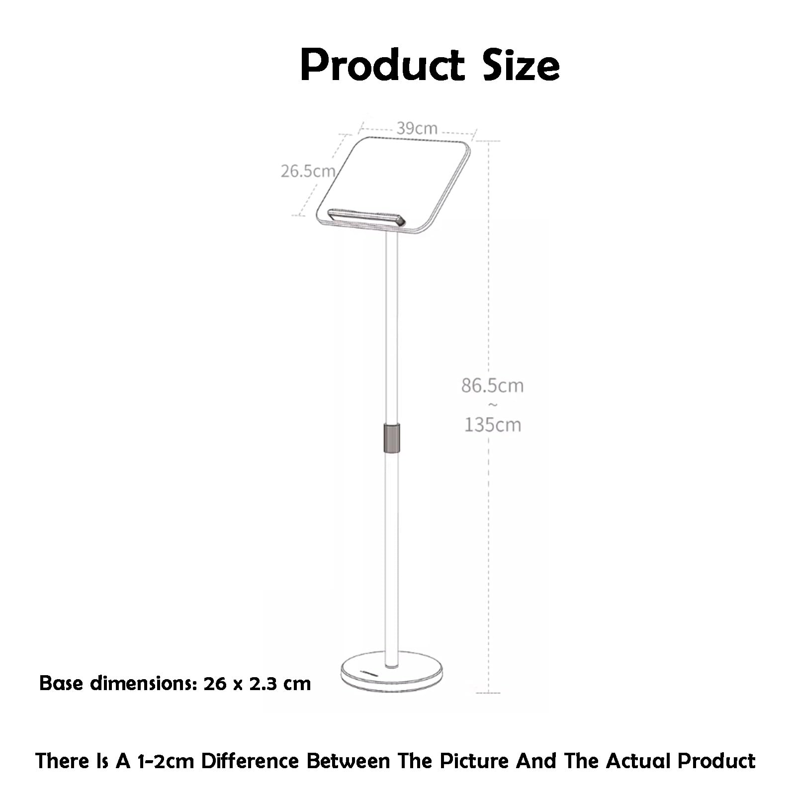 Leggio da pavimento regolabile, supporto portatile per lezione, casa e studio, ideale per insegnanti e studenti, altezza 86,5 cm