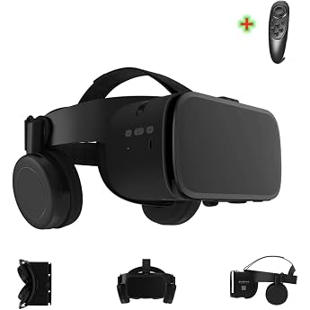 3D VR Glasses with HiFi Bluetooth Headphones Immersive Virtual Reality for Games & Movies Compatible with Smartphone iPhone and Android 4.7-6.3 Inches Cadeau de No l et d'Anniversaire Black