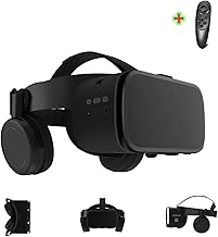 3D VR Brille mit HiFi Bluetooth Kopfhörern, Immersive Virtual Reality für Spiele & Filme, kompatibel mit Smartphone iPhone und Android 4.7–6.3 Zoll, Cadeau de Noël et d'anniversaire (Schwarz)