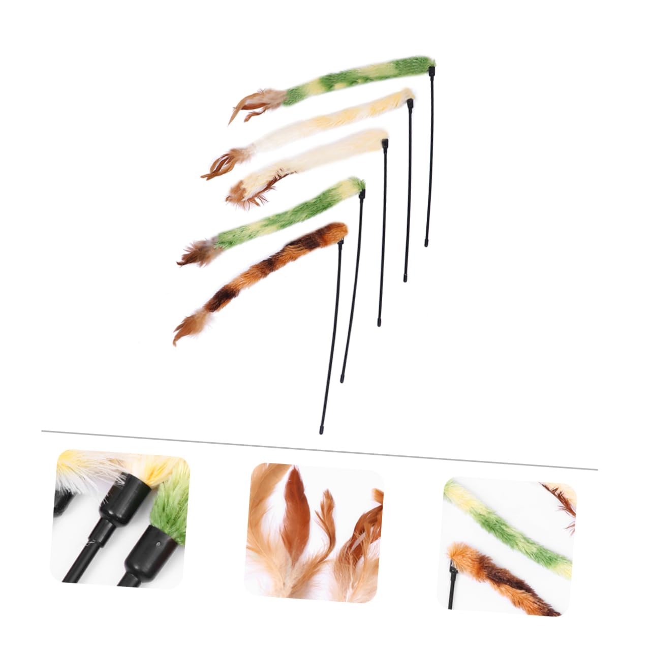 INOOMP 15pièces Canne à Jouet Peluche pour Chat avec Plume Colorée Accessoires Amusants pour Animaux De Compagnie