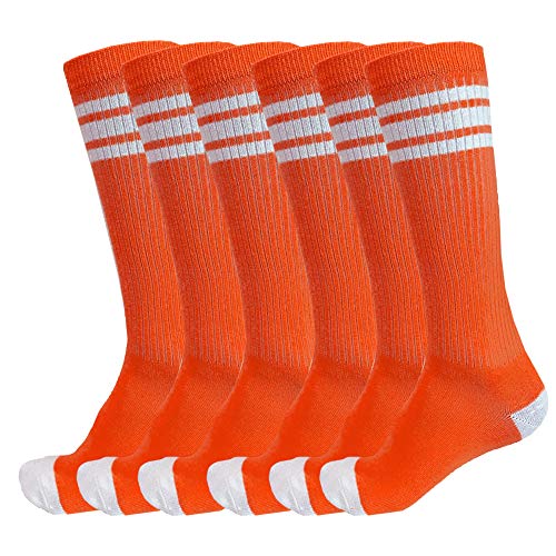 Image of 3 Pairs of juDanzy Knee High Boys or Girls Stripe Tube Socks for Soccer, Basketball, Uniform and Everyday Wear