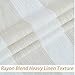 Central Park Beige White Stripe Farmhouse Curtains Semi-Sheer Rayon Blend Heavy Linen Texture Window Curtain Panel 6 Grommets Treatment for Living Room/Bedroom, Set of 2, 44