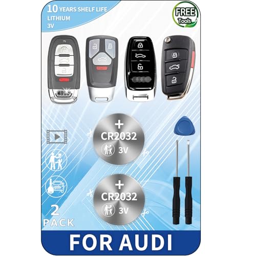 KKNCO Key Fob Battery Replacement for Audi A3 A4 A5 A6 A7 A8 Q3 Q4 Q5 Q6 Q7 Q8 R8 RS RS3 RS4 RS5 RS6 RS7 S3 S4 S5 S6 S7 S8 SQ5 SQ7 SQ8 TT Allroad Sportback Quattro (2 Packs) (Check Fitment Guide)