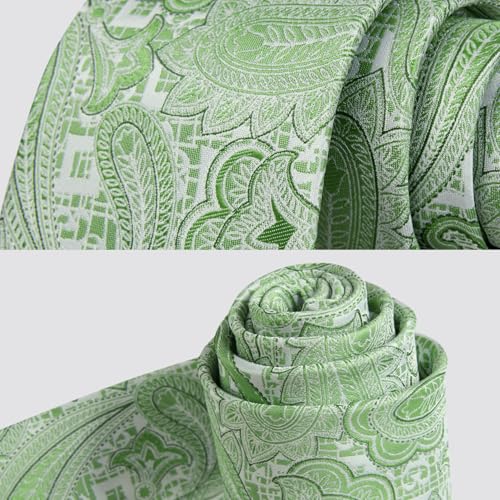 Image of HISDERN Ties for Men Paisley Floral Mens Ties and Pocket Square Cufflinks Set Classic Business Necktie Handkerchief