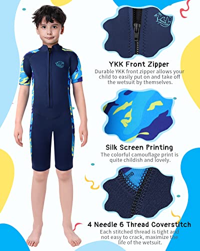 Kids Wetsuit For Boys Girls 2.5MM One Piece Full Body Neoprene Long Sleeve Swimsuit, UV