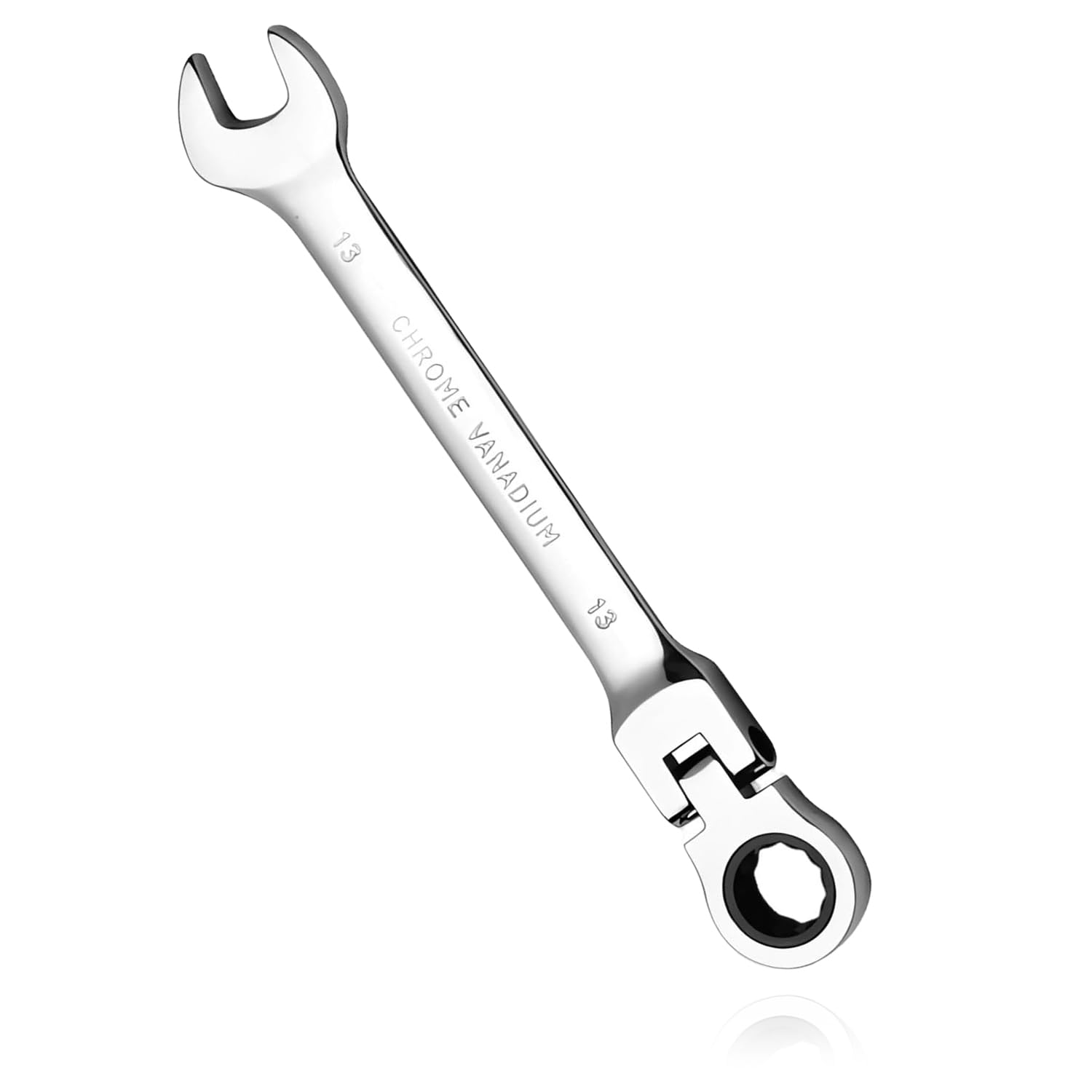 Lotsdonxia 13Mm Ratchet Spanner, Chrome Vanadium Steel, 72-Tooth Mechanism, 180° Flexible Head, Metric Tool For Automotive Plumbing Maintenance