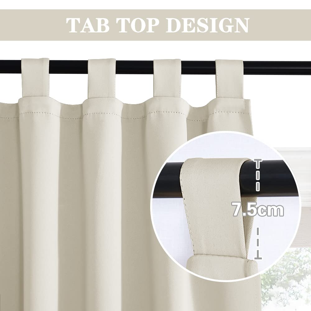 PONY DANCE Tende Termiche Isolanti per Interni 2 Pezzi L 140 x A 90 cm Tenda Cucina Corte con Passanti Curtains Oscuranti per Finestra Piccole, Beige Chiaro