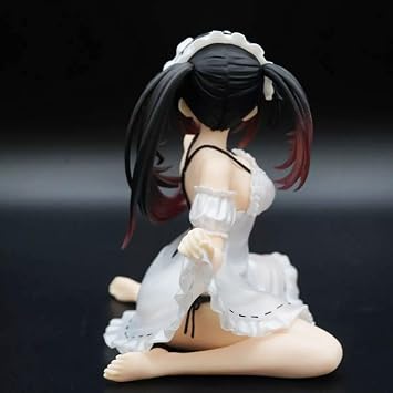 Zhongkaihua Anime Girl Figure Kurumi Tokisaki Figure White Pajamas Edition Sitting Anime Model Collectible Figures Statue Ornaments