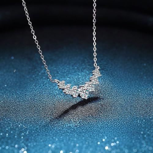 Image of Shining Diva Fashion Valentine Gift For Girlfriend Stylish Silver Plated Crystal Chain Pendant Necklace for Women and Girls