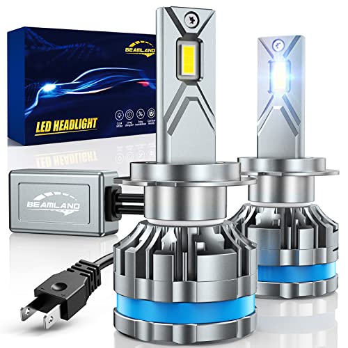 Beamland H7 Led Headlight Bulbs, High Beam/Low Beam,120W Updated Cooling Tech 20000Lm 6500K Super Bright Csp Chips Led Headlights Conversion Kit With Cooling Fan,2 Pack #TOP16