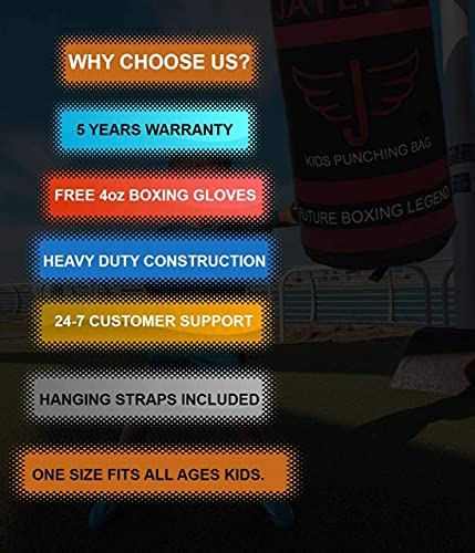 JAYEFO Kids Punching Bag Boxing Gloves Set for Children Boxing MMA Kickboxing Muay Thai Karate Punching Kick Ages 3-9 (Black/Pink) - Thumbnail 6
