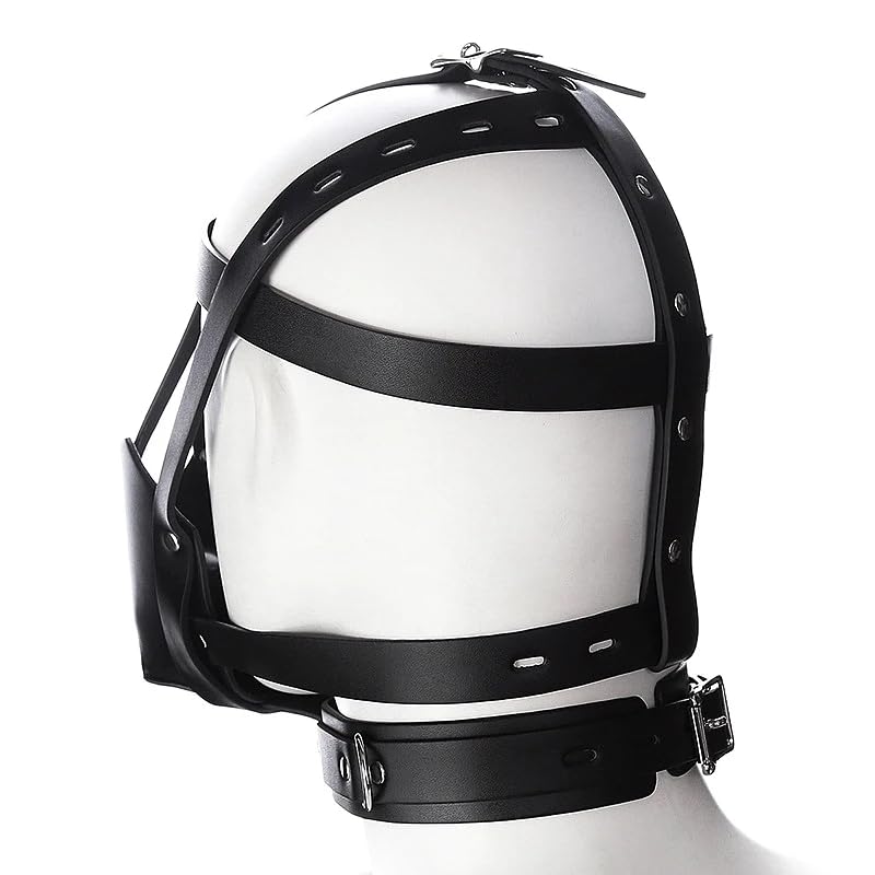 Masque de rôle en cuir noir demi-fuite visage - Noir