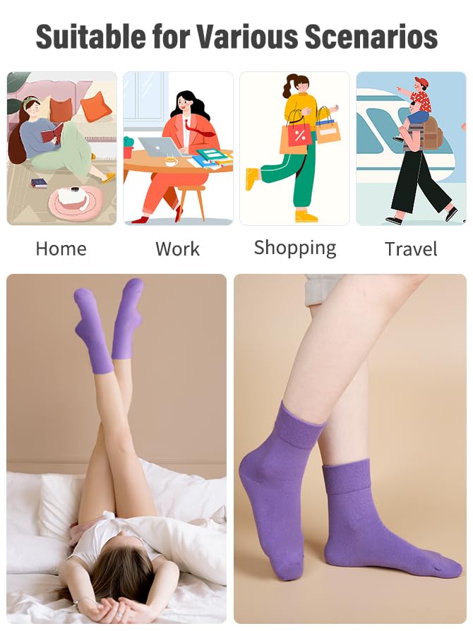FGZ Womens Thin Cotton Socks, Soft Cozy Socks Women Ankle Crew Socks 5 Pairs,Multicolor,5-93