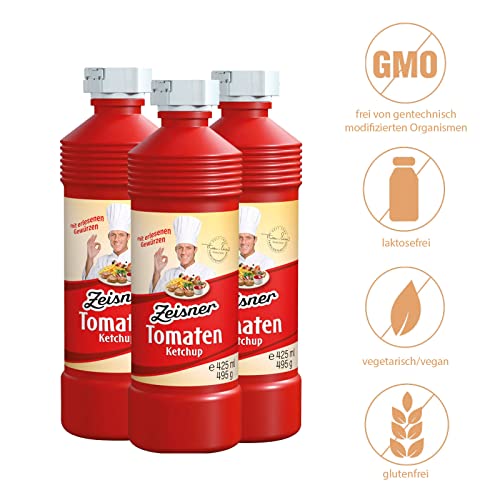 Zeisner Tomaten-Ketchup mit erlesenen Gewürzen | aus Grasberg bei Bremen | vegan | natürlich ohne Konservierungsstoffe, 425 ml