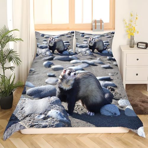 Housse de couette 200x200 imprimé AI belette en microfibre douce haute densité - 3