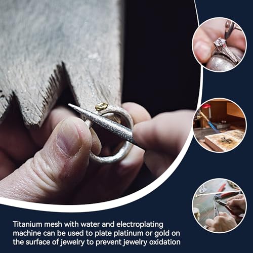 Schmuckwerkzeug, 20x5cm/7,87x1,97 Zoll Platinierte Titan Anode Schmuck Plating Tool Titan Mesh Kathode Rhodium Palladium Schmuck Plater Werkzeug mit Griff für Rhodium Galvanik Elektrolyse