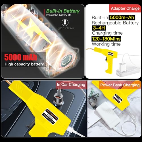 Image of 200W Cordless Plastic Welder - 1050Pcs 6 Types Hot Staples, 5000mAh Rechargeable Battery, Bumper Repair Kit (Yellow)