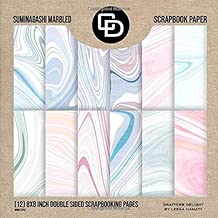 Suminagashi Marbled Scrapbook Paper (12) 8x8 Inch Double Sided Scrapbooking Pages Book Style: Crafters Delight By Leska Hamaty