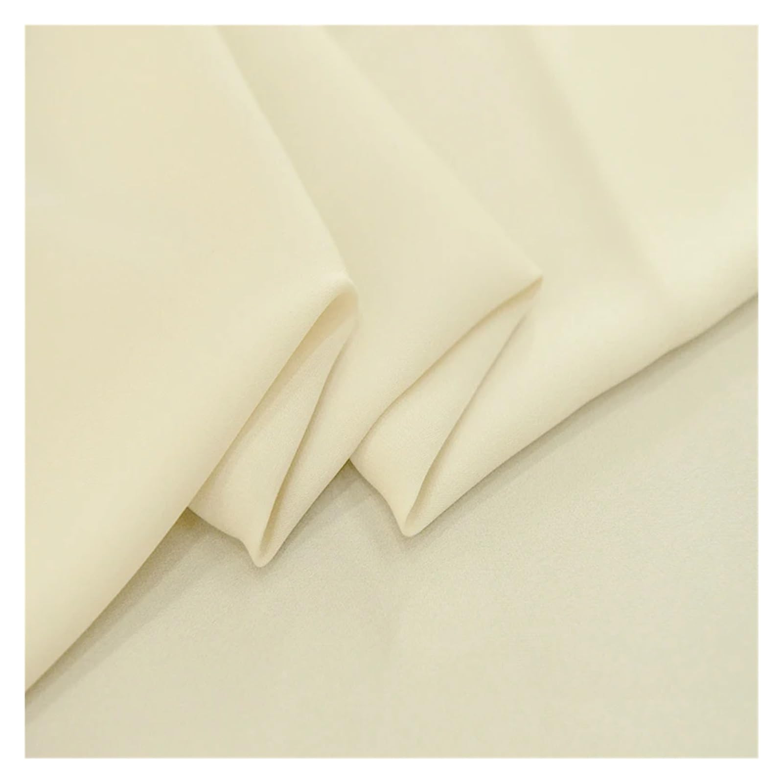 Tela de Raso Satin Georgette doble de seda elástica (90% seda, 10% elastano), 19 m/m, 140 cm (55"), tela for uniformes y pantalones de vestir for dama.(Natural white)