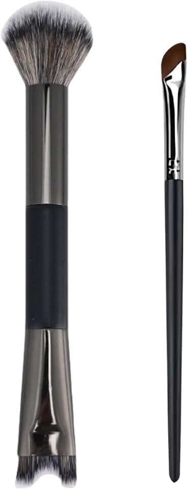 Conjunto de pincéis de contorno de 2 peças, pincéis de contorno de nariz de ponta dupla com formato de U e fofo, além de pincéis pequenos angulares para contornos de nariz e maquiagem