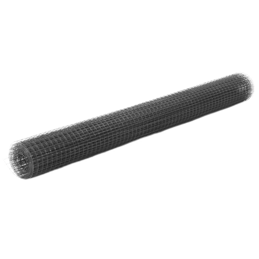 Alambrada de gallinero Acero Revestimiento PVC Gris 25x1,5 m, Valla Jardin, Malla Metalica, Vallas Metalicas, Vallas De Obra, Rejilla Metalica, Alambre De Espino - 143657
