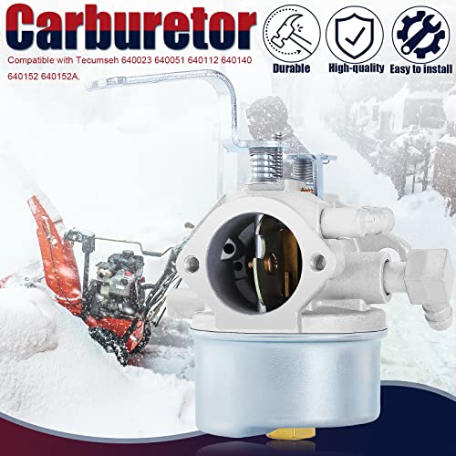 QAZAKY 640152 Carburetor Compatible with Tecumseh 640152A 640023 640051 640112 640140 HM80 HM90 HM100 LH318XA LH358EA VM80 Snowblower Mower 5000w Generator 8HP 9HP 10HP Shredder Chipper - Image 4
