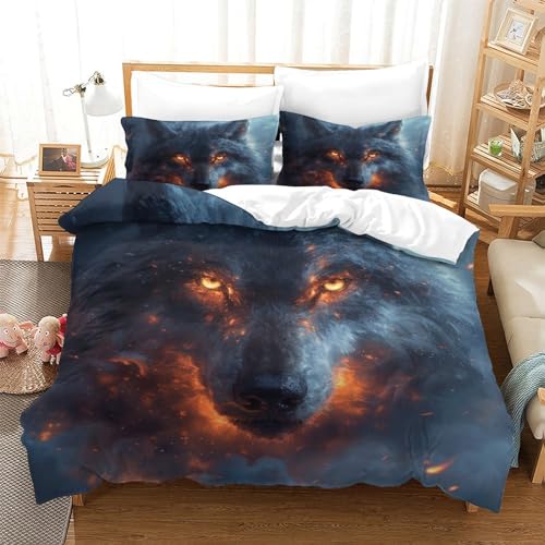 Parure de lit loup housse couette 200x200 microfibre zip - 3
