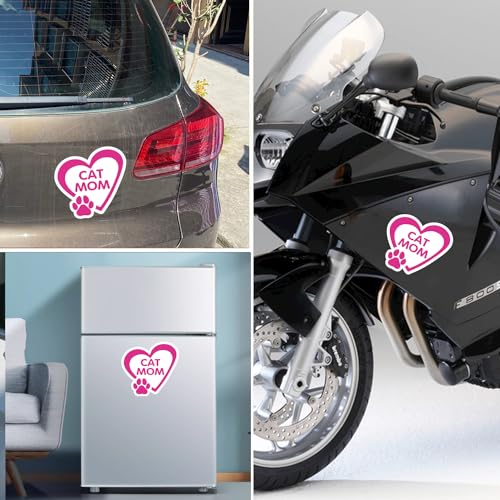 Image of Cat Mom Pink Pawprint Magnet Decals - 5x5 Inch - Heavy-Duty Automotive Magnet Stickers for Car, Truck, SUV - Celebrate Feline Kitten Love - Perfect for Any Magnetic Surface (Cat Mom)