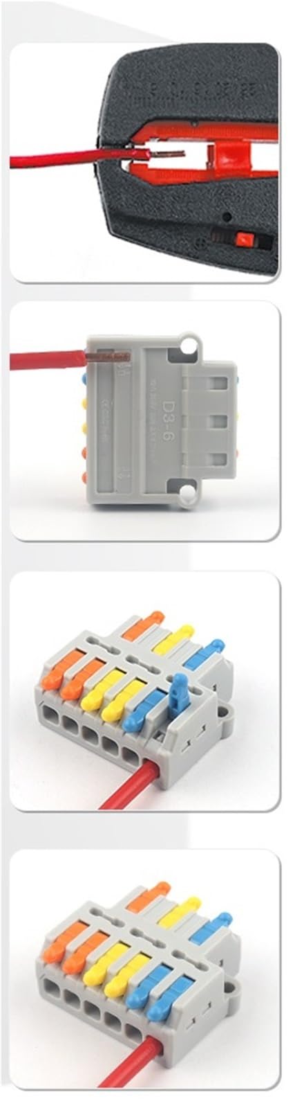 Kit de Conector de Cable Compacto Universal rápido, Empalme multicanal con Terminal de engarce de Palanca for Conector de Caja de Conexiones de luz LED(50PCS No Box)
