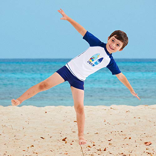 Image of HowJoJo Boys Short Sleeve Rash Guard Shirts Swim Shirt UPF 50+